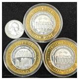 3 Sparks NV Nugget Casino $10 Silver Tokens