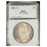 1880-S Morgan Silver Dollar Coin Toned MS63