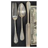 Sterling Silver Fork, Knife & Spoon