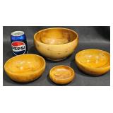 4 Oregon Myrtlewood Bowls w Labels