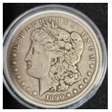 1890-CC Morgan Silver Dollar Coin Patina Fine