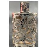 Vntg Mexican Sterling Overlay Glass Perfume Bottle