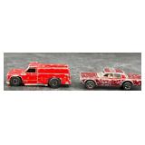 2 Hot Wheels Red Line Cars- Rescue Truck, Cruiser