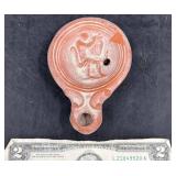 Terracotta Oil Lamp w Relief Design