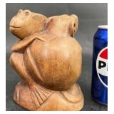 Antique Hand-Carved Wood Monkey Pair Sculpture