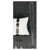 Vntg Siam Sterling Necklace Earrings Bracelet Set