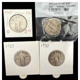 4 Standing Liberty Quarters - 1925, 1927, & 1930