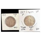 2 Standing Liberty 1917 Quarters - Type 1 & 2