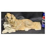 Vintage Ceramic Pekingese Figurine, Signed