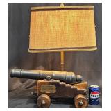 U.S. Constitution Cannon Lamp w Burlap Shade