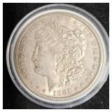1881-S Morgan Silver Dollar Coin Fine