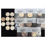 8 Unc Kennedy Half Dollars & 10 Silver Quarters