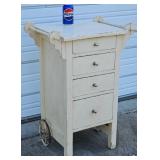 Vintage Wooden Table w Towel Bars & Wheels