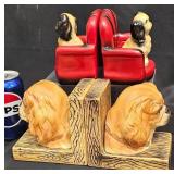 2 Vintage Chalkware Dog Bookends Sets