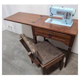 Singer Model 348 Sewing Machine w Cabinet & Chair