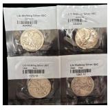 4 U.S. Walking Liberty Silver Half Dollar Coins
