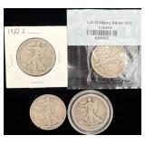 4 U.S. Walking Liberty Silver Half Dollar Coins
