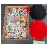Big Lot of Game Dice & 2 Hexagonal Dice Trays