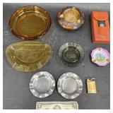 Vntg Ashtrays, Cigar Case w Cutter, Pipe Lighter