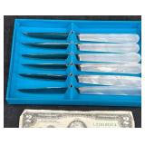 6 Vntg Birks Knives Faux Mother-of-Pearl Handles