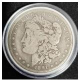 1891-O Morgan Silver Dollar Coin Patina Circ