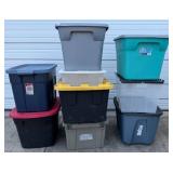 9 Plastic Storage Totes Bins w Lids