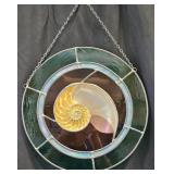Stained Glass W Nautilus Shell Hanging Art