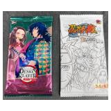 2 Packs Anime Trading Cards-Demon Slayer & Naruto