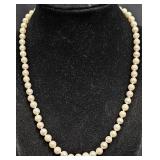 Single-Strand Pearl Necklace w 14K Gold Clasp