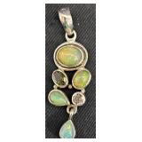 Sterling Silver Pendant w Opals & Gemstones