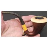 Vntg Handmade Wood & Horn Smoking Pipe