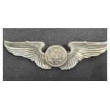 WWII Army Air Corps Sterling Badge w Wings Full Si