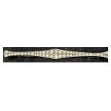 Vntg Sterling Silver Bar Pin w Rhinestones