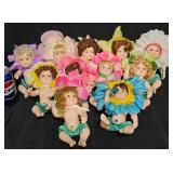 11 Vintage Anne Geddes Sunflower Porcelain Dolls