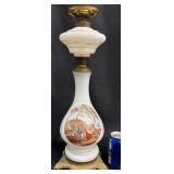 Antique French Opaline Glass Oil Lamp