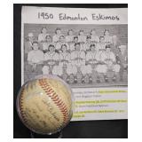 1950 Edmonton Eskimos Baseball w Signatures