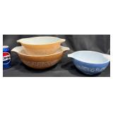 3 Vntg Pyrex Cinderella Mixing Bowls - Woodland+