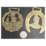 2 Vintage English Horse Brass Bridle Medallions