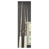 1880's Carving Knife & Fork w Pearl Handles