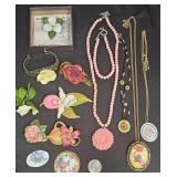 Vntg Jewelry w Brooches & Necklaces - Limoges+