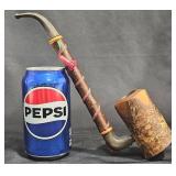 Vntg Ropp Alpine Pipe w Wood & Brass Details