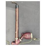 Vintage Wooden Smoking Pipe w Brass Accents