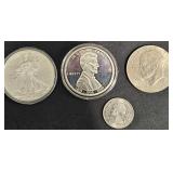 3 $1 U.S. Coins - 2009 Fine Silver, 2009 Lincoln+