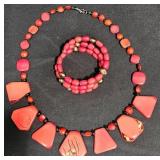 Red Coral Necklace & Bracelet Set