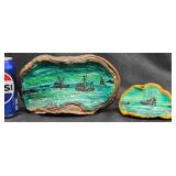 2 Wayne York Painted Petrified Tree Growth Art