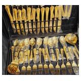 Wm. Rogers Gold Plated Flatware Set in Case, 68 Pc