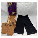 7 Pairs Vintage Pansy Nylon Stockings, Girdle
