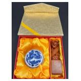 Red Cinnabar Chop Stamp Seal Set w Box