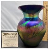 Lundberg Studios Midnight Heart Art Glass Vase