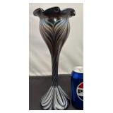 Art Glass Vase w Pulled Feather Pattern